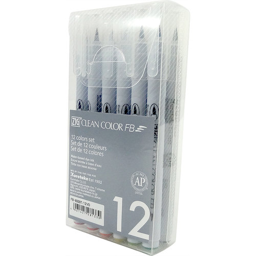 Kuretake - ZIG - Clean Color - Brush Marker - 12 Piece Set - Deep