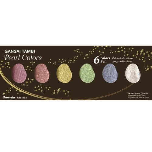 NEW Kuretake Gansai Tambi 6 Color Set Free Shipping Pearl Colors