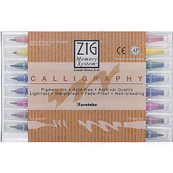 Kuretake - ZIG - Memory System - Dual Tip Calligraphy Marker - 8 Piece Set