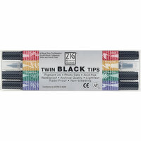 Kuretake - ZIG - Memory System - Assorted Dual Tip Marker - 4 Piece Set - Black