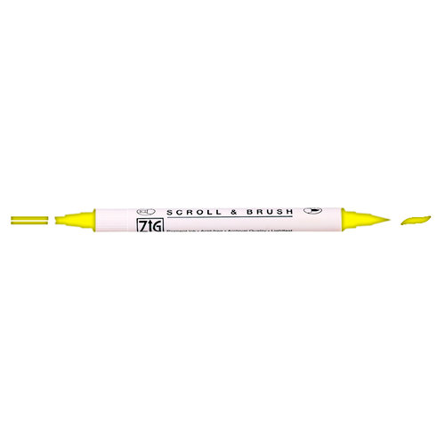 Kuretake - ZIG - Memory System - Dual Tip Scroll and Brush Marker - Pure Yellow