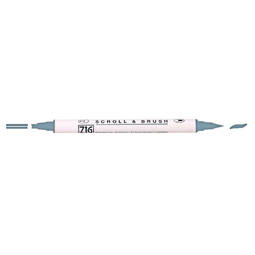 Kuretake - ZIG - Memory System - Dual Tip Scroll and Brush Marker - Steel Gray
