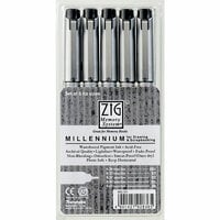 Kuretake - ZIG - Memory System - Millennium Pen - 5 Piece Set - Pure Black