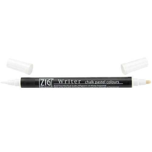 Kuretake - ZIG - Memory System - Dual Tip Writer Marker - Chalk Pastel Colors - White