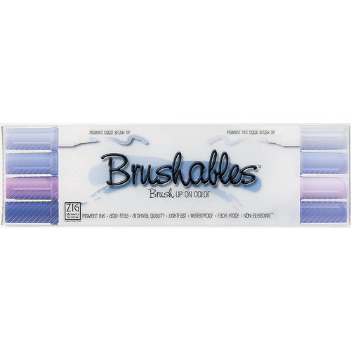 Kuretake - ZIG - Memory System - Dual Tip Brushables Marker - 4 Piece Set - Purple