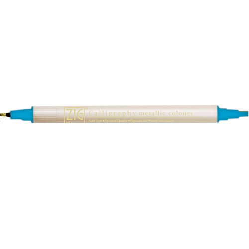 Kuretake - ZIG - Memory System - Dual Tip Calligraphy Marker - Metallic Colors - Blue