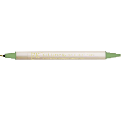 Kuretake - ZIG - Memory System - Dual Tip Calligraphy Marker - Metallic Colors - Light Green