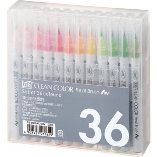 Kuretake Zig Real Clean Color Brush Markers 36 pc.