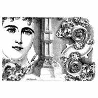 LaBlanche - Medieval Ornament Collection - Foam Mounted Silicone Stamp - Face with Column Collage