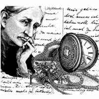 LaBlanche - Time and Faces Collection - Foam Mounted Silicone Stamp - Old Woman with Watch Collage
