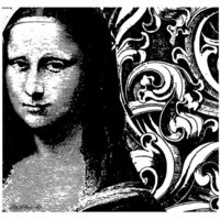 LaBlanche - Time and Faces Collection - Foam Mounted Silicone Stamp - Mona Lisa Collage