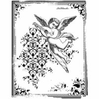 LaBlanche - Cherubs Collection - Foam Mounted Silicone Stamp - Angel with Lute in Frame
