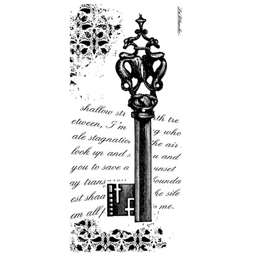 LaBlanche - Hearts and Keys Collection - Foam Mounted Silicone Stamp - Key and Script Collage