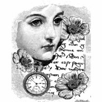LaBlanche - Faces and Words Collection - Foam Mounted Silicone Stamp - Woman with Clock