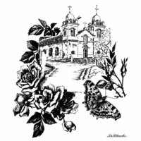 LaBlanche - Landscape Collection - Foam Mounted Silicone Stamp - Church with Roses