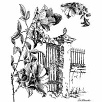 LaBlanche - Landscape Collection - Foam Mounted Silicone Stamp - Fence with Roses