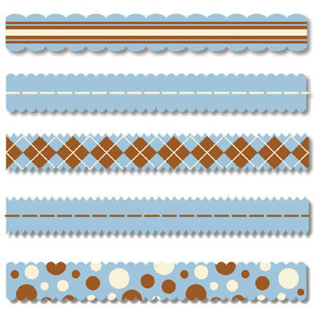 Lil Davis Designs - Shaped Ribbon - Ice - Blue and Brown, CLEARANCE