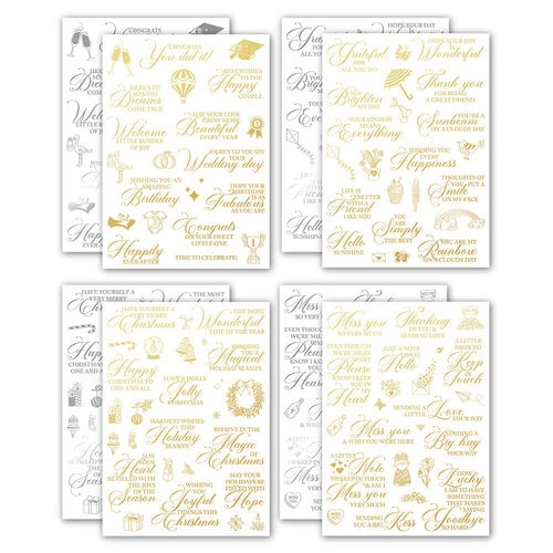 LDRS Creative - No Bounds Collection - Rub-On Transfers - Thoughtful Bundle II - Gold Foil and Silver Foil