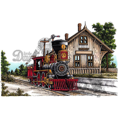 LDRS Creative - DoveArt Studios Collection - Cling Mounted Rubber Stamps - Train Depot