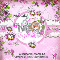 LDRS Creative - Polkadoodles Collection - Cling Mounted Rubber Stamps and 6 x 6 Paper Kit