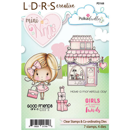 LDRS Creative - Polkadoodles Collection - Designer Dies and Clear Acrylic Stamps - Mini Winnie Shopping