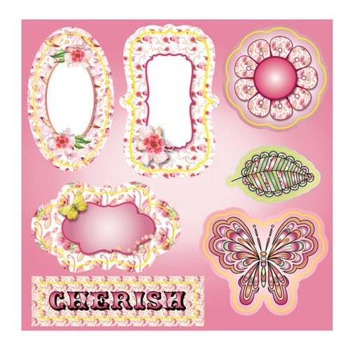 LDRS Creative - Soft Blush Collection - Die Cut Cardstock Pieces with Glitter Accents