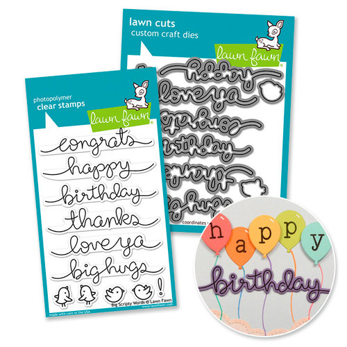 Lawn Fawn - Die and Acrylic Stamp Set - Big Scripty Words Bundle