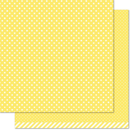 Lawn Fawn - Let's Polka in the Meadow Collection - 12 x 12 Double Sided Paper - Dandelion Polka