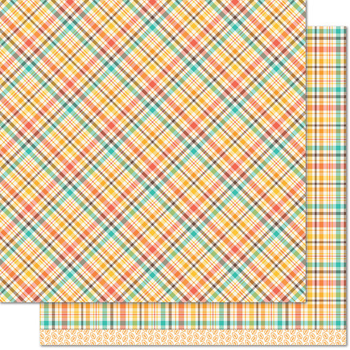 Lawn Fawn - Perfectly Plaid Collection - Fall - 12 x 12 Double Sided Paper - Maple Syrup