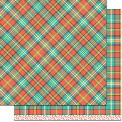 Lawn Fawn - Perfectly Plaid Collection - Fall - 12 x 12 Double Sided Paper - Apple Cobbler