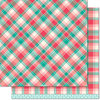 Lawn Fawn - Perfectly Plaid Collection - Christmas - 12 x 12 Double Sided Paper - Dasher