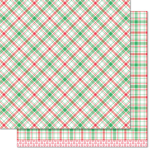 Lawn Fawn - Perfectly Plaid Collection - Christmas - 12 x 12 Double Sided Paper - Donner