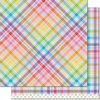 Lawn Fawn - Perfectly Plaid Collection - Rainbow - 12 x 12 Double Sided Paper - Gummy Bears