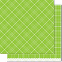 Lawn Fawn - Perfectly Plaid Collection - Rainbow - 12 x 12 Double Sided Paper - Sour Apple