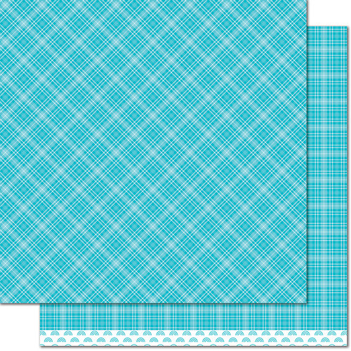 Lawn Fawn - Perfectly Plaid Collection - Rainbow - 12 x 12 Double Sided Paper - Blue Raspberry