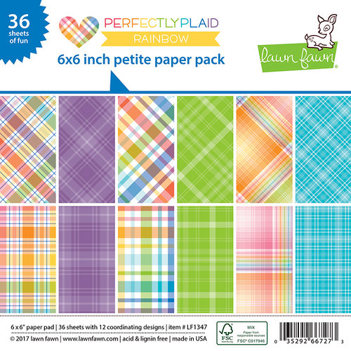 Lawn Fawn - Perfectly Plaid Collection - Rainbow - 6 x 6 Petite Paper Pack
