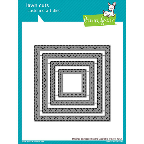 Lawn Fawn - Lawn Cuts - Dies - Outside In Stitched Scalloped Square Stackables
