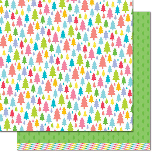 Lawn Fawn - Really Rainbow Collection - Christmas - 12 x 12 Double Sided Paper - Pine Tree Green