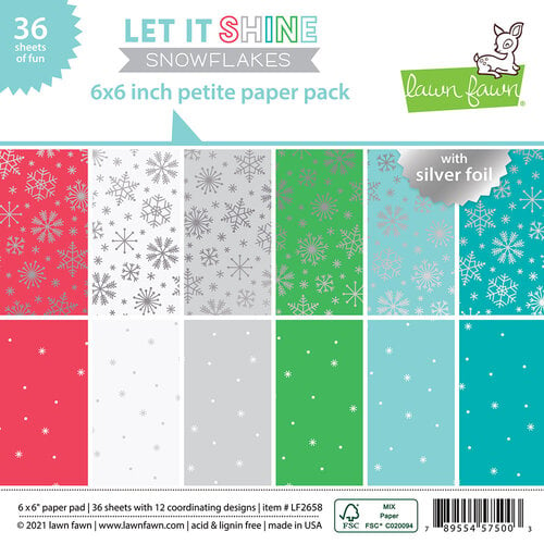 Lawn Fawn - Let It Shine Snowflakes Collection - 6 x 6 Petite Paper Pack