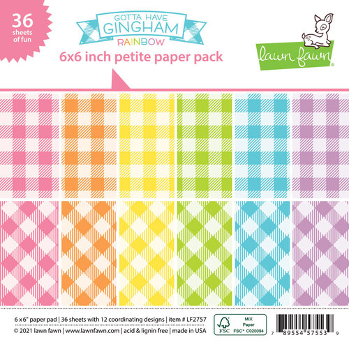 Lawn Fawn - Gotta Have Gingham Rainbow Collection - 6 x 6 Petite Paper Pack