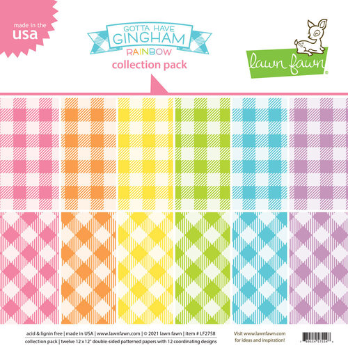 Lawn Fawn - Gotta Have Gingham Rainbow Collection - 12 x 12 Collection Pack