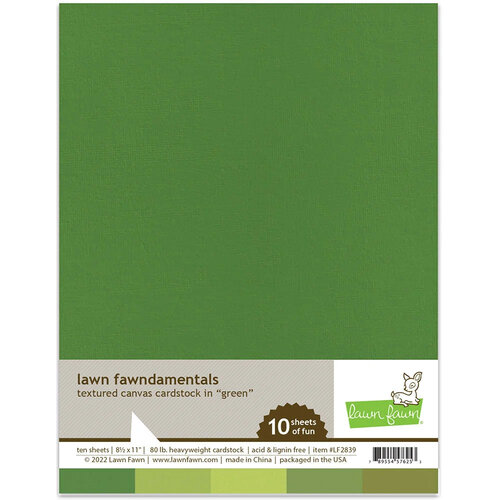 Lawn Fawn - 8.5 x 11 Textured Canvas Cardstock - Green - 10 Pack
