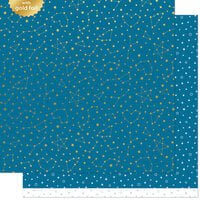 Lawn Fawn - Let It Shine Starry Skies Collection - 12 x 12 Double Sided Paper - Twinkling Navy
