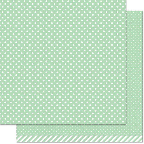 Lawn Fawn - Let's Polka, Mon Amie Collection - 12 x 12 Double Sided Paper - Mint Polka