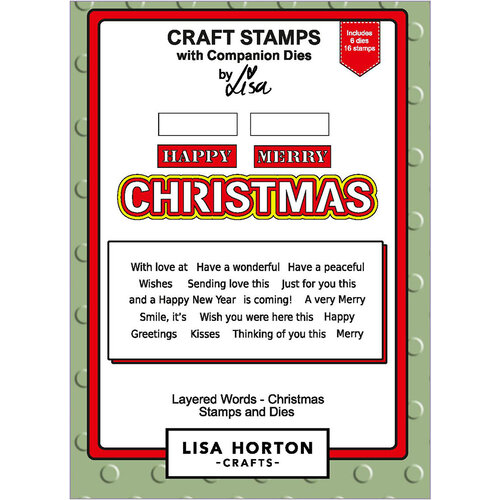 Lisa Horton Crafts - Die and Clear Photopolymer Stamp Set - Layered Words - Christmas