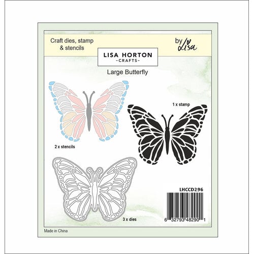 Lisa Horton Crafts - Die, Stencil and Stamp Companion Set - Large Butterfly