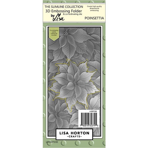 Lisa Horton Crafts - Christmas - Slimline - 3D Embossing Folder with Coordinating Dies - Poinsettia