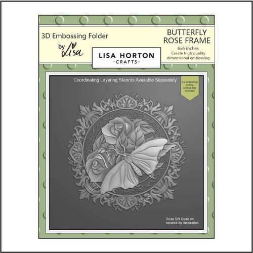 Lisa Horton Crafts - 3D Embossing Folder with Coordinating Dies - Butterfly Rose Frame