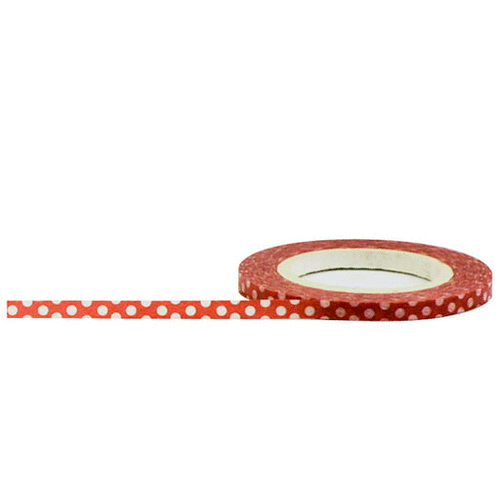 Little B - Decorative Paper Tape - Red with Mini White Polka Dots - 3mm