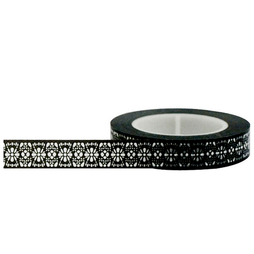 Little B - Decorative Paper Tape - Black Lace - 10mm